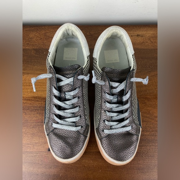 Dolce Vita Zina Mercury Leather Sneakers Silver Snake Print Women’s Size 8. - Picture 8 of 11